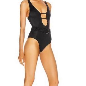 Solid & Striped Beatrice Belted Cutout Black Swimsuit Size Medium